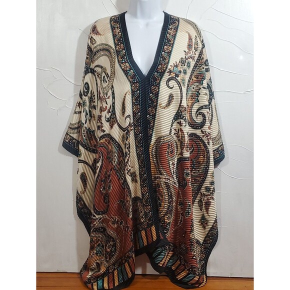 Vivi Designs One Size V-Neck Dolman Sleeve Paisley Kimono Bohemian Artsy Gypsy - Picture 1 of 10